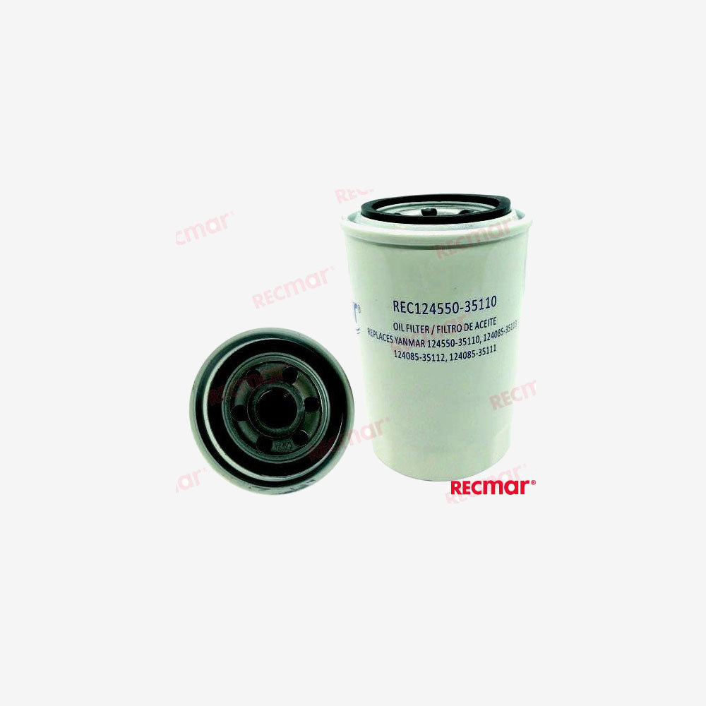 Oil Filter REC124550-35110 – Compatible with Yanmar 3HM, 3HM35 Engines – RECMAR