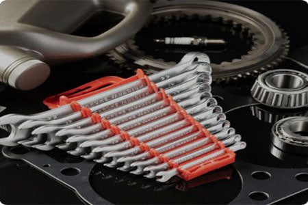 Comprehensive selection of professional-grade tools including wrenches and power tools.